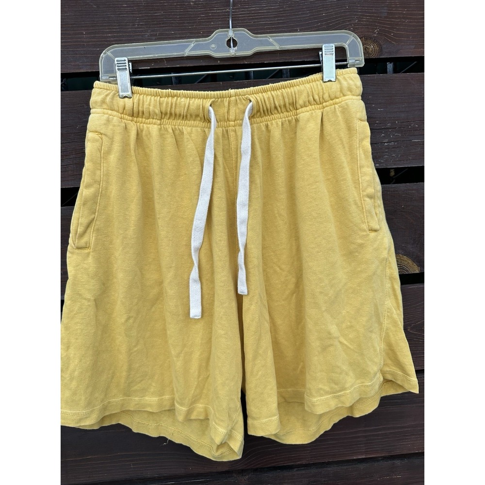 JUNGMAVEN Mens Hemp Cotton Drawstring Yellow Lounge Shorts Size Large